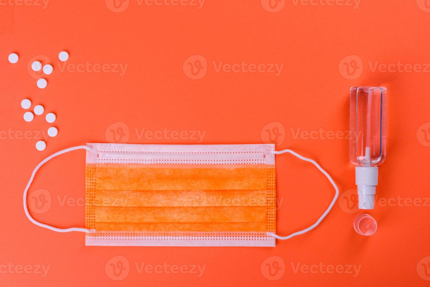 Medical supplies on a colored background as an attribute photo