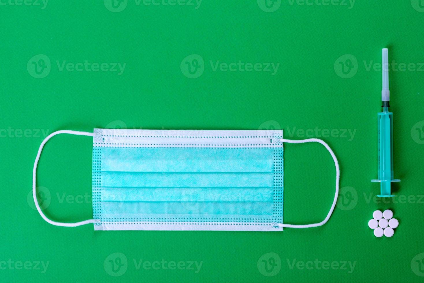 Medical supplies on a colored background as an attribute photo