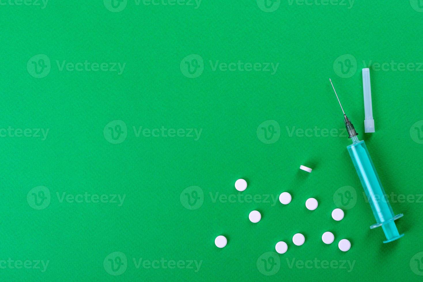 Medical supplies on a colored background as an attribute photo