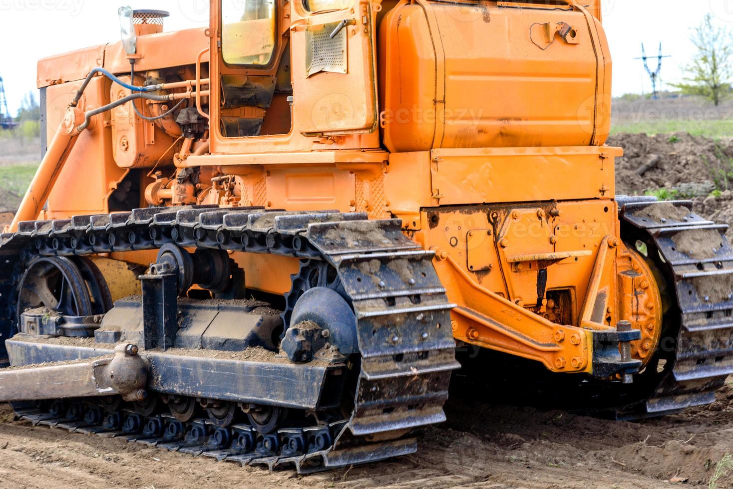 Industrial building construction site bulldozer photo