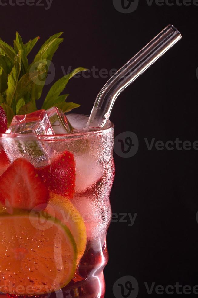 Strawberry mojito cocktail at the bar photo
