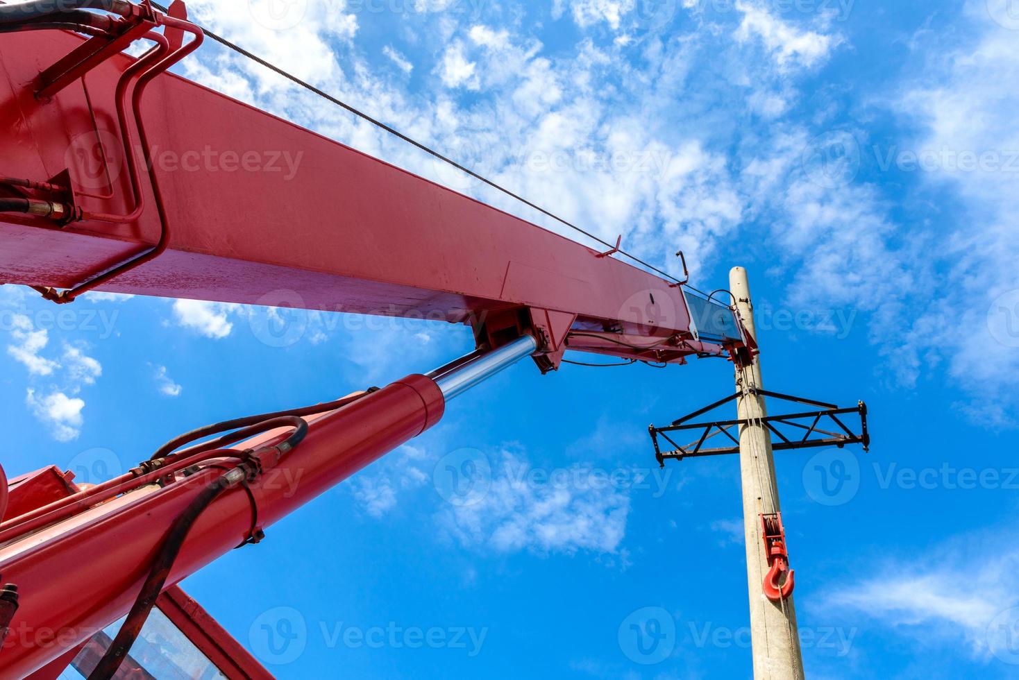 Installation of column for high-voltage electricity line photo