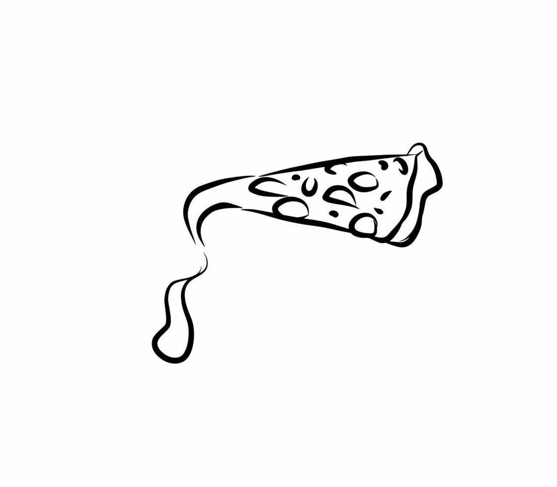 Doodle illustration of a pizza slice vector