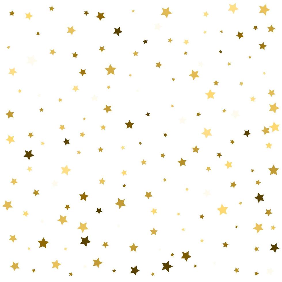 Gold stars falling confetti background vector