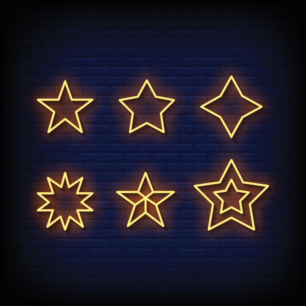 Star Neon Signboard On Brick Wall vector