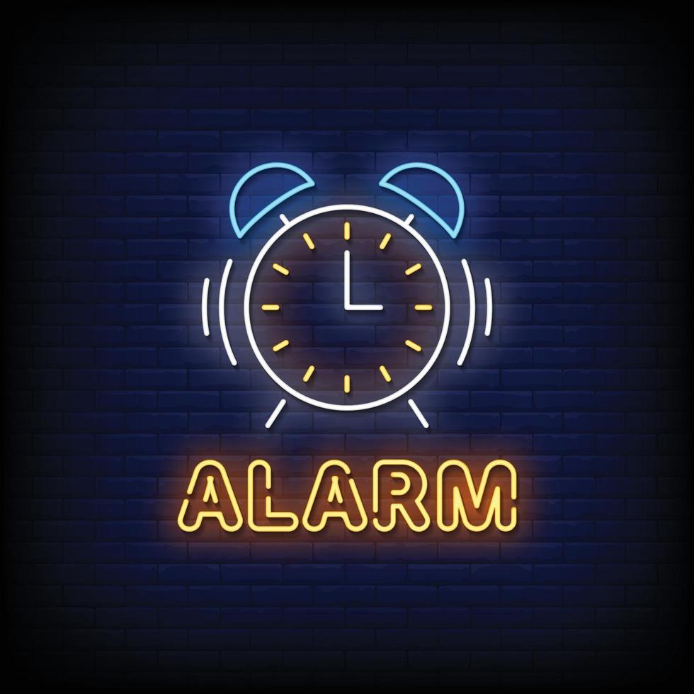 Alarm Neon Signboard On Brick Wall vector