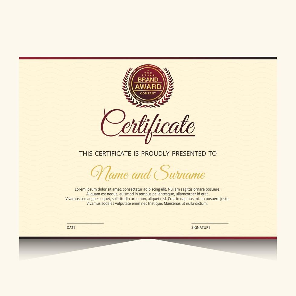 elegante diseño de plantilla de certificado de lujo vector