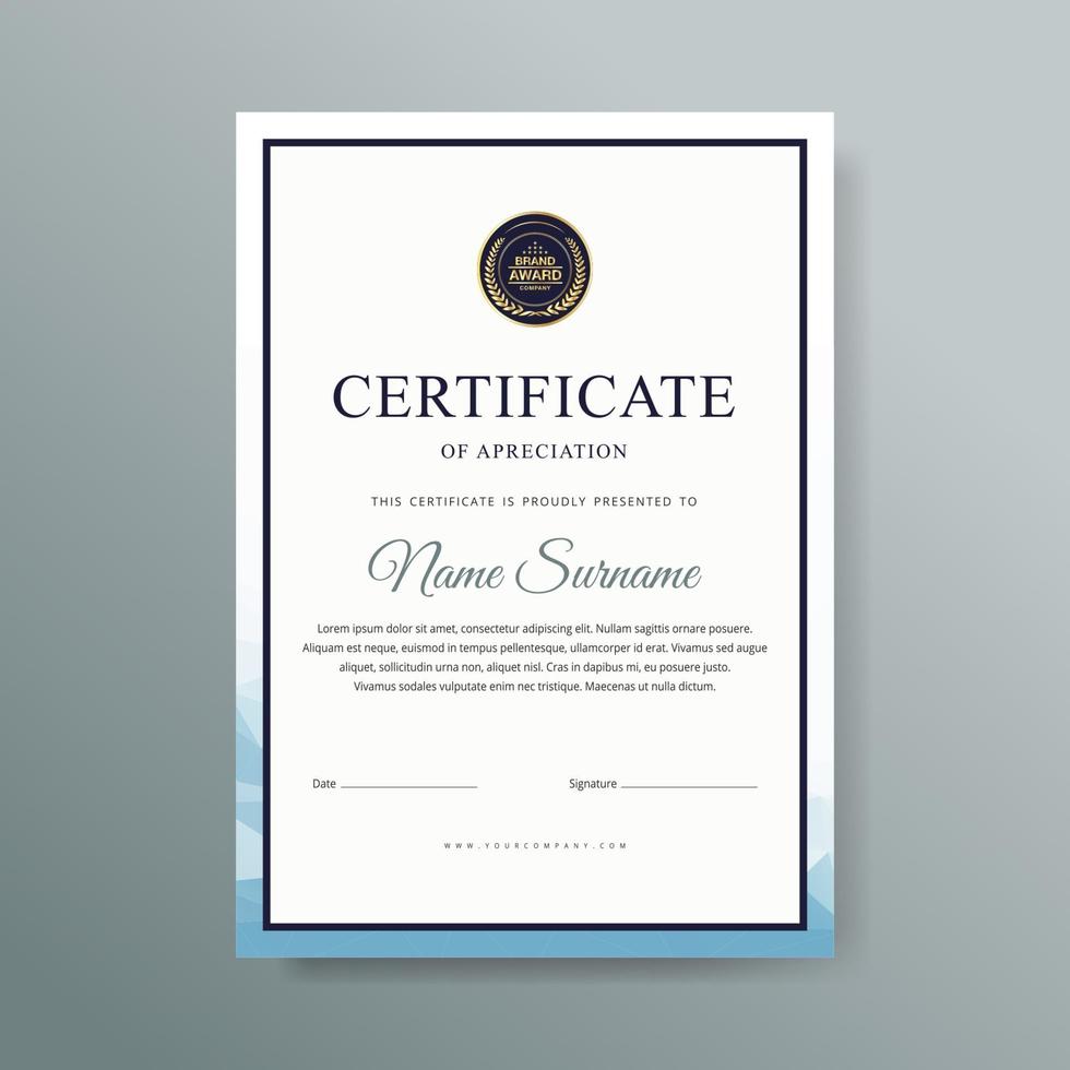 Elegant luxury certificate template design vector