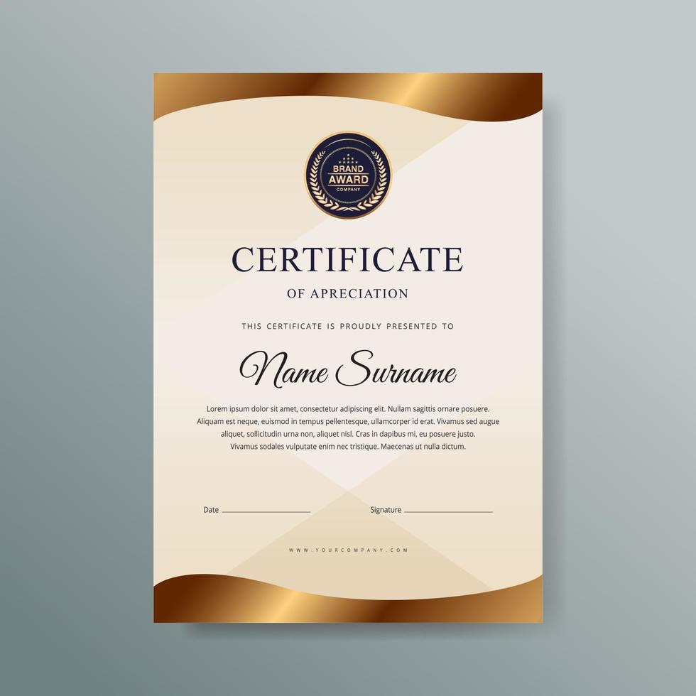 Elegant luxury certificate template design vector