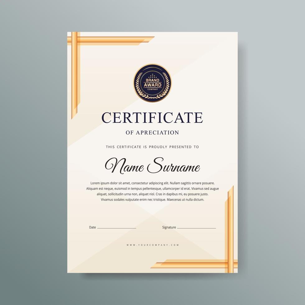 Elegant luxury certificate template design vector