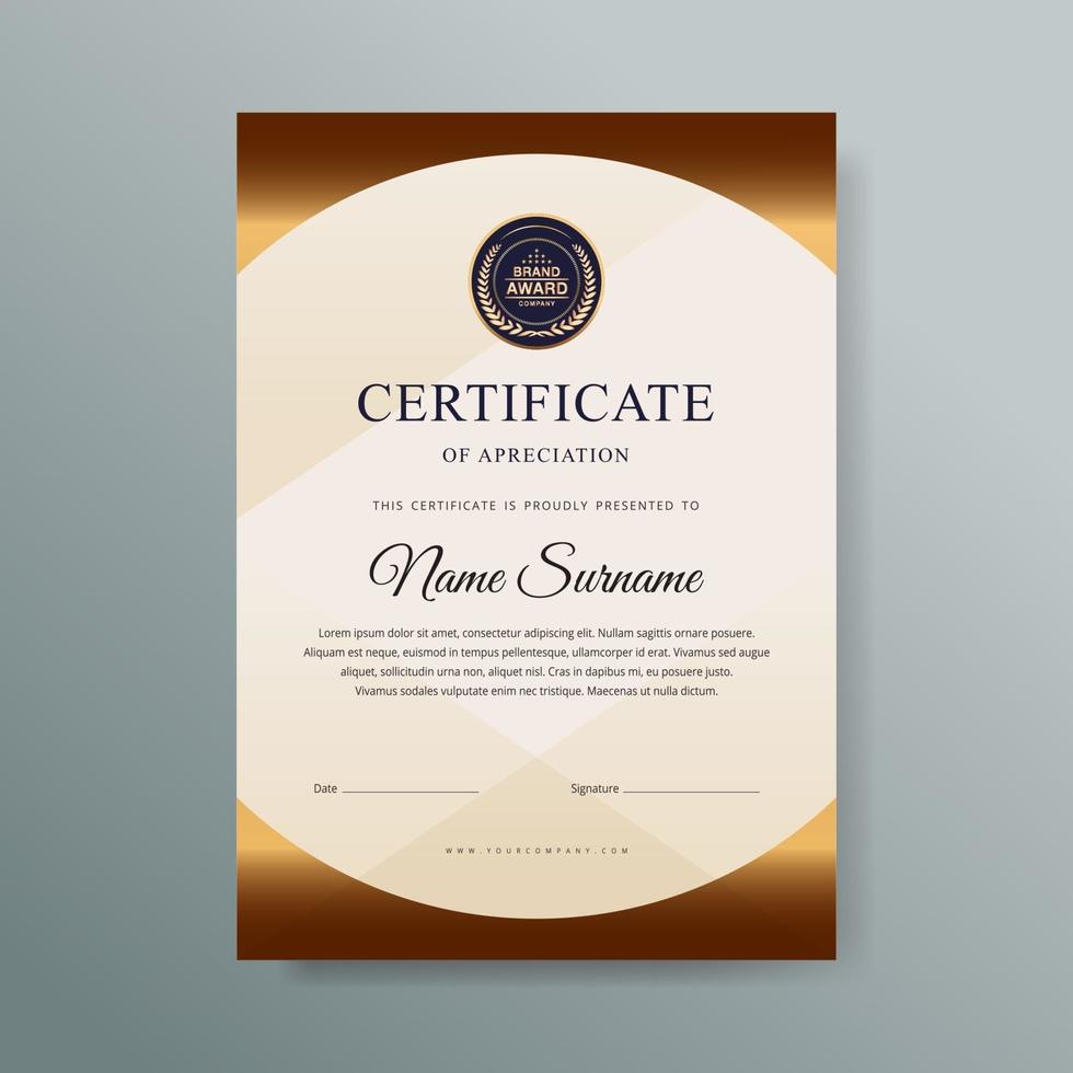 Elegant luxury certificate template design vector