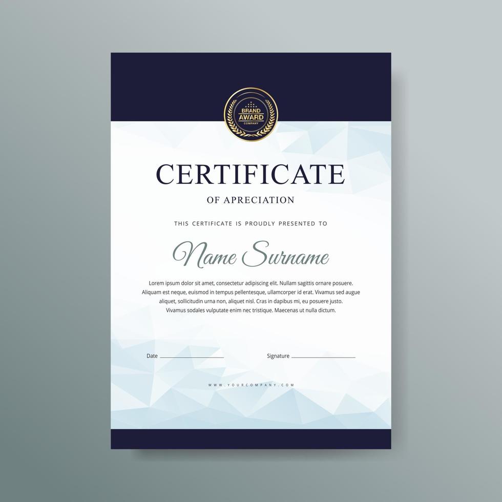 Elegant luxury certificate template design vector