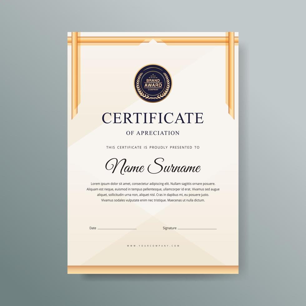 elegante diseño de plantilla de certificado de lujo vector