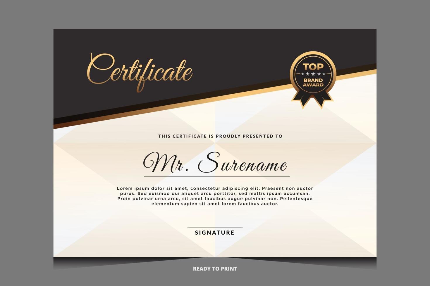 Elegant luxury certificate template design vector