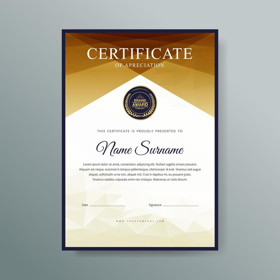 Elegant luxury certificate template design vector