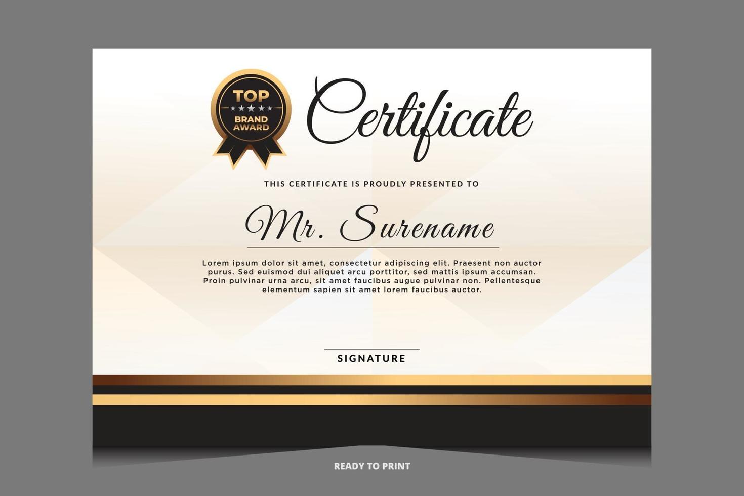 Elegant luxury certificate template design vector