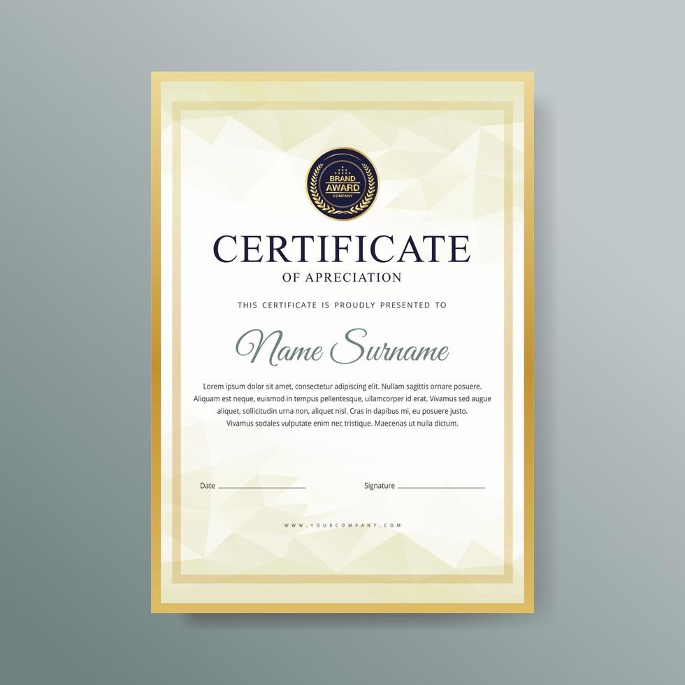 elegante diseño de plantilla de certificado de lujo vector