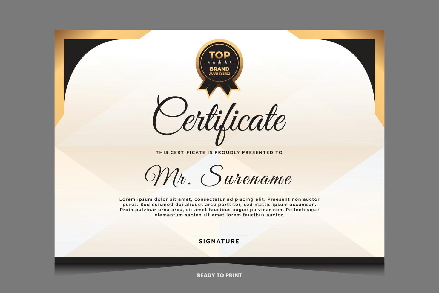 Elegant luxury certificate template design vector