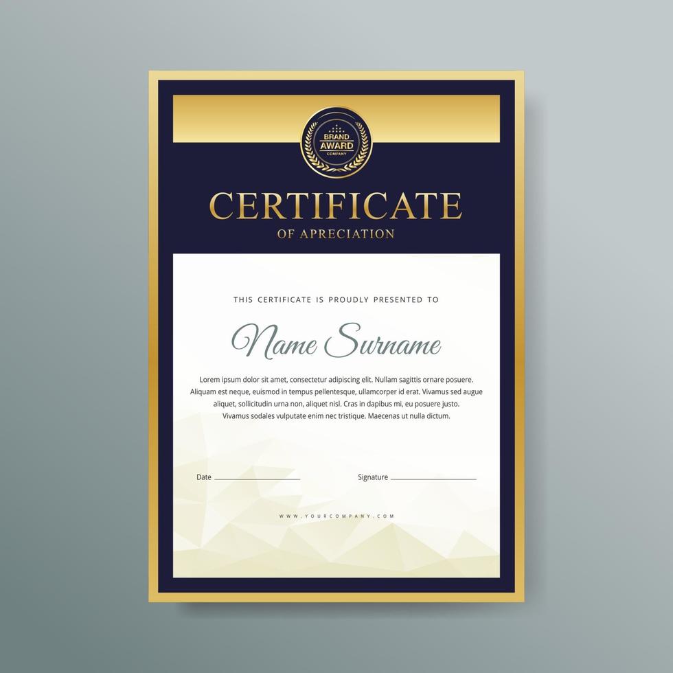 Elegant luxury certificate template design vector