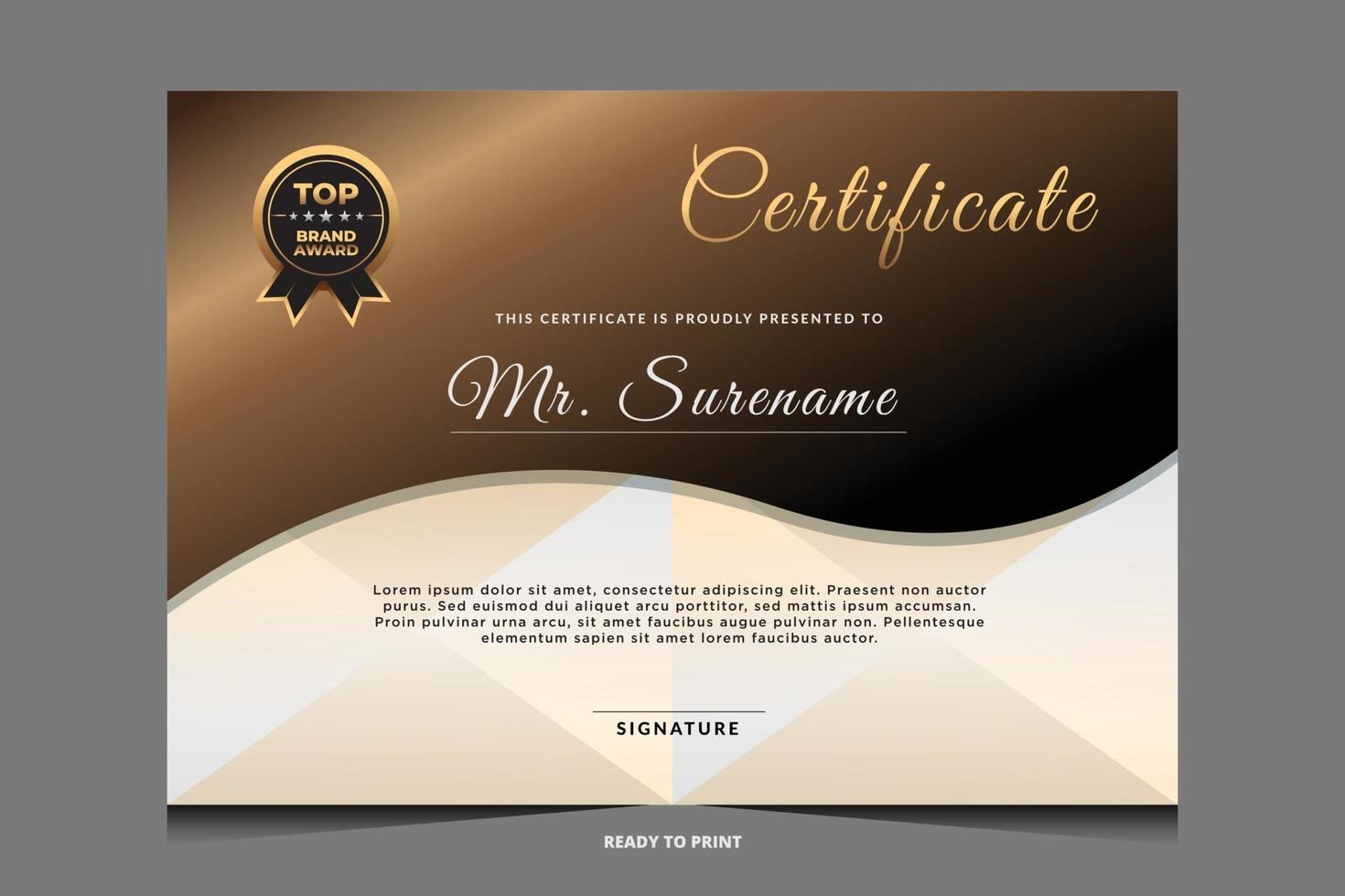Elegant luxury certificate template design vector