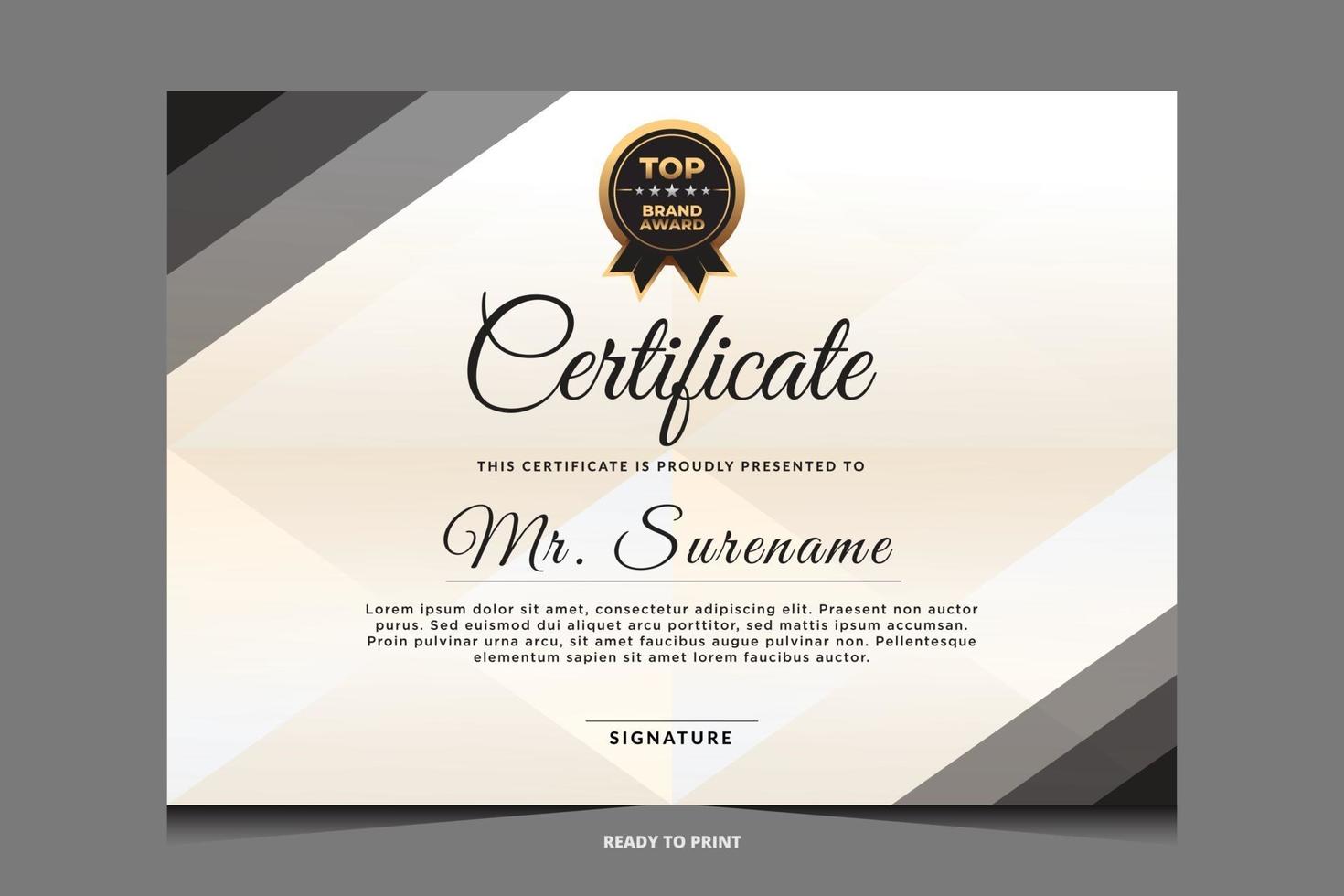 Elegant luxury certificate template design vector