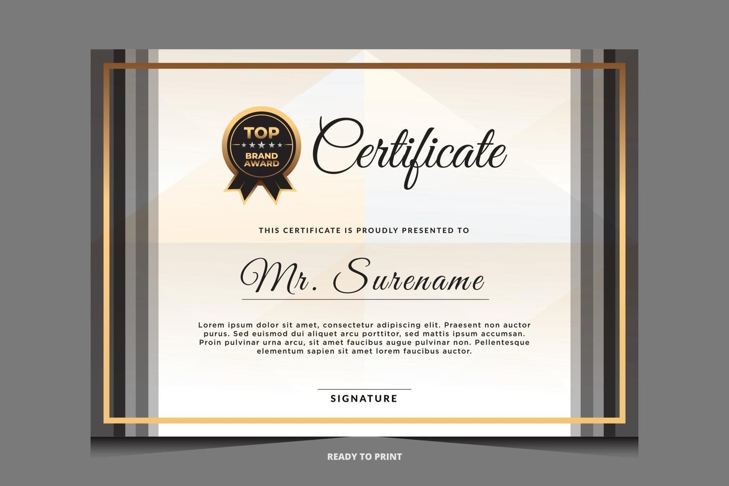 Elegant luxury certificate template design vector