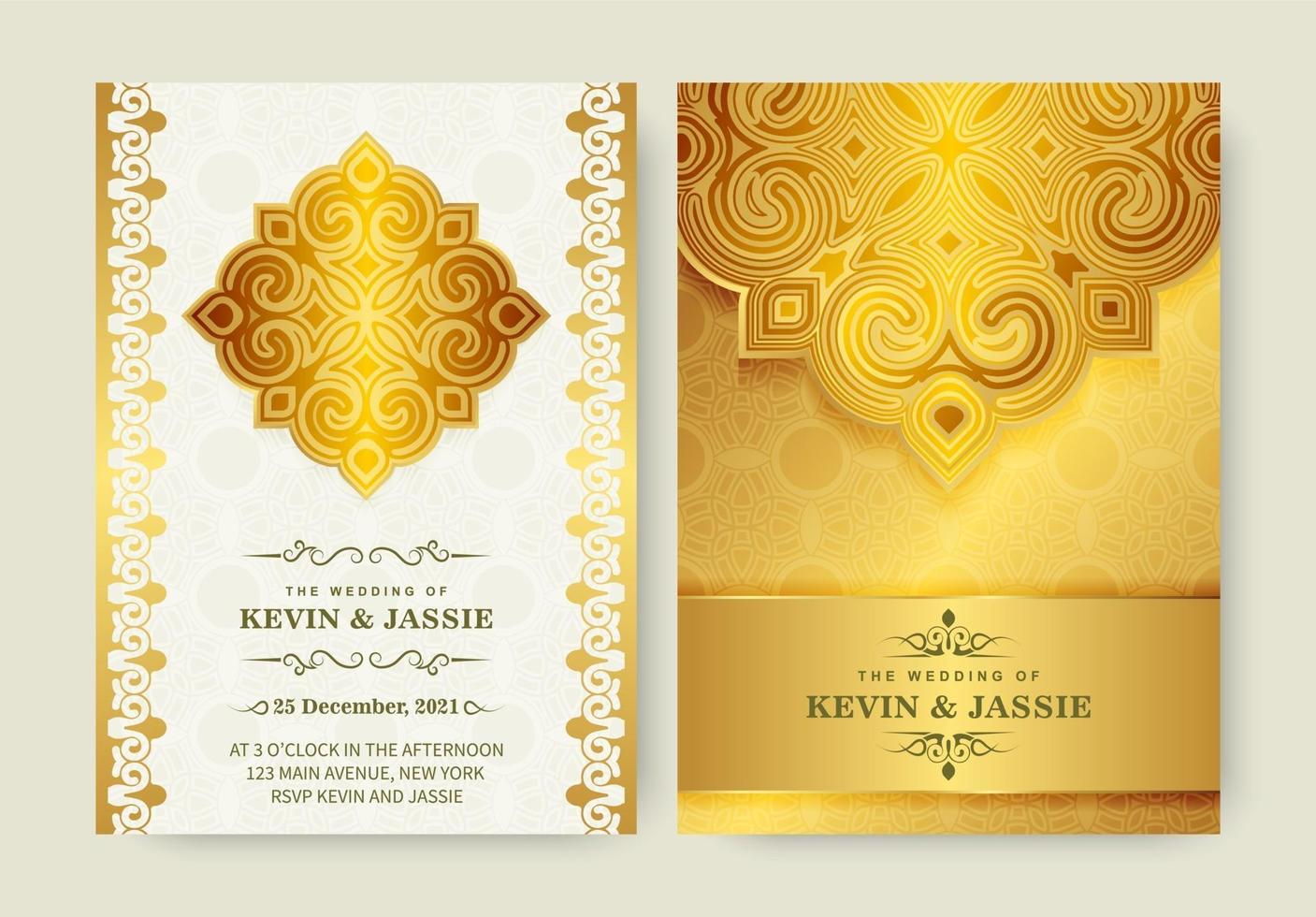 Luxury wedding invitation in mandala vector