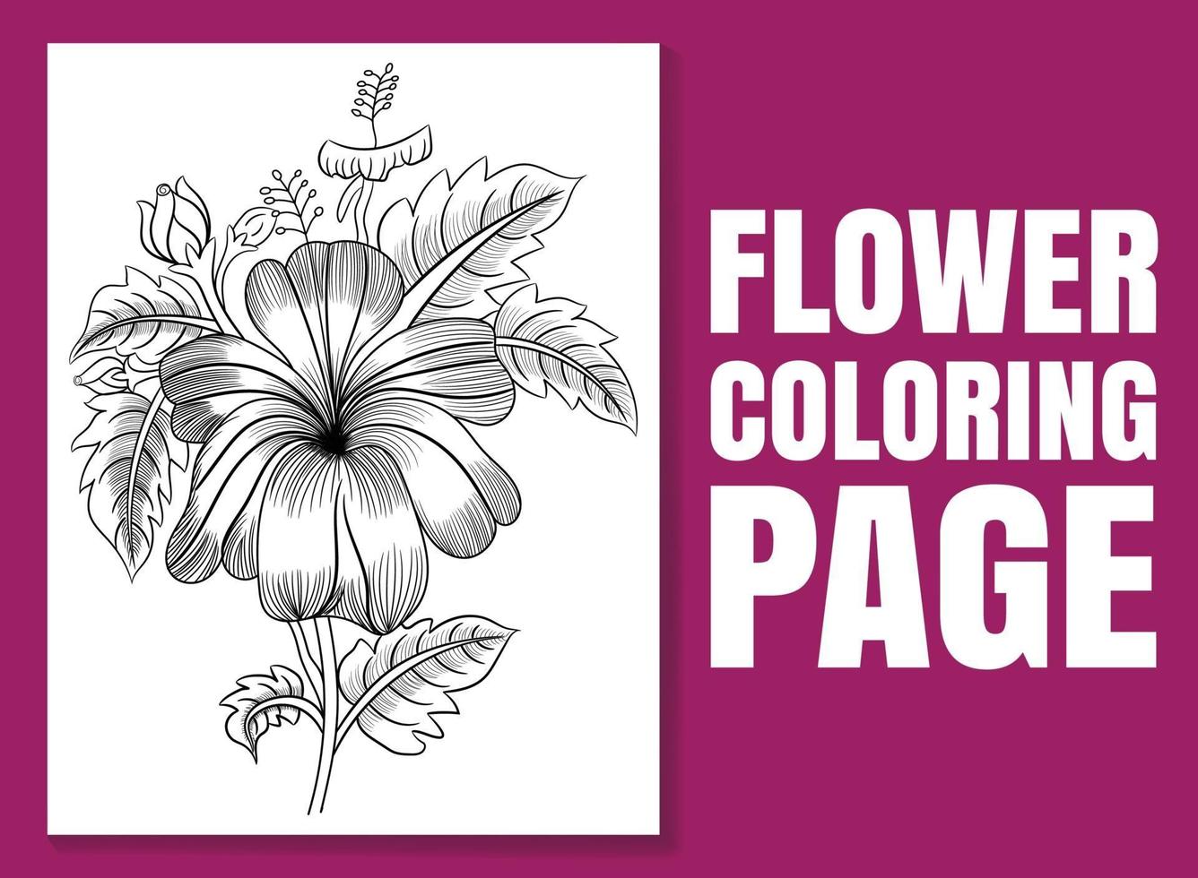 Floral coloring book page for adults and children. coloring page vector