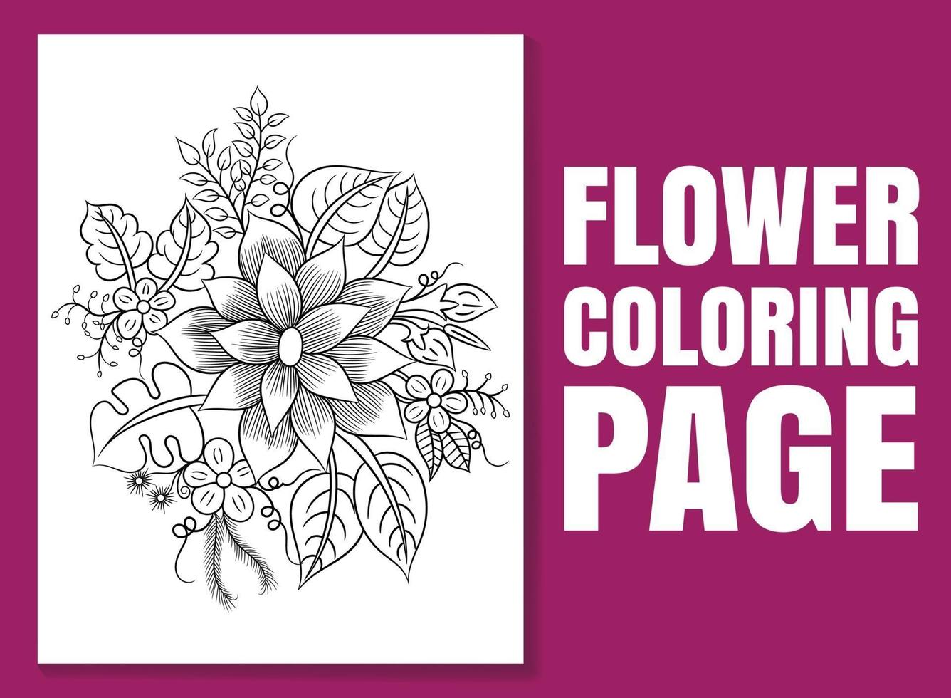 Floral coloring book page for adults and children. coloring page vector