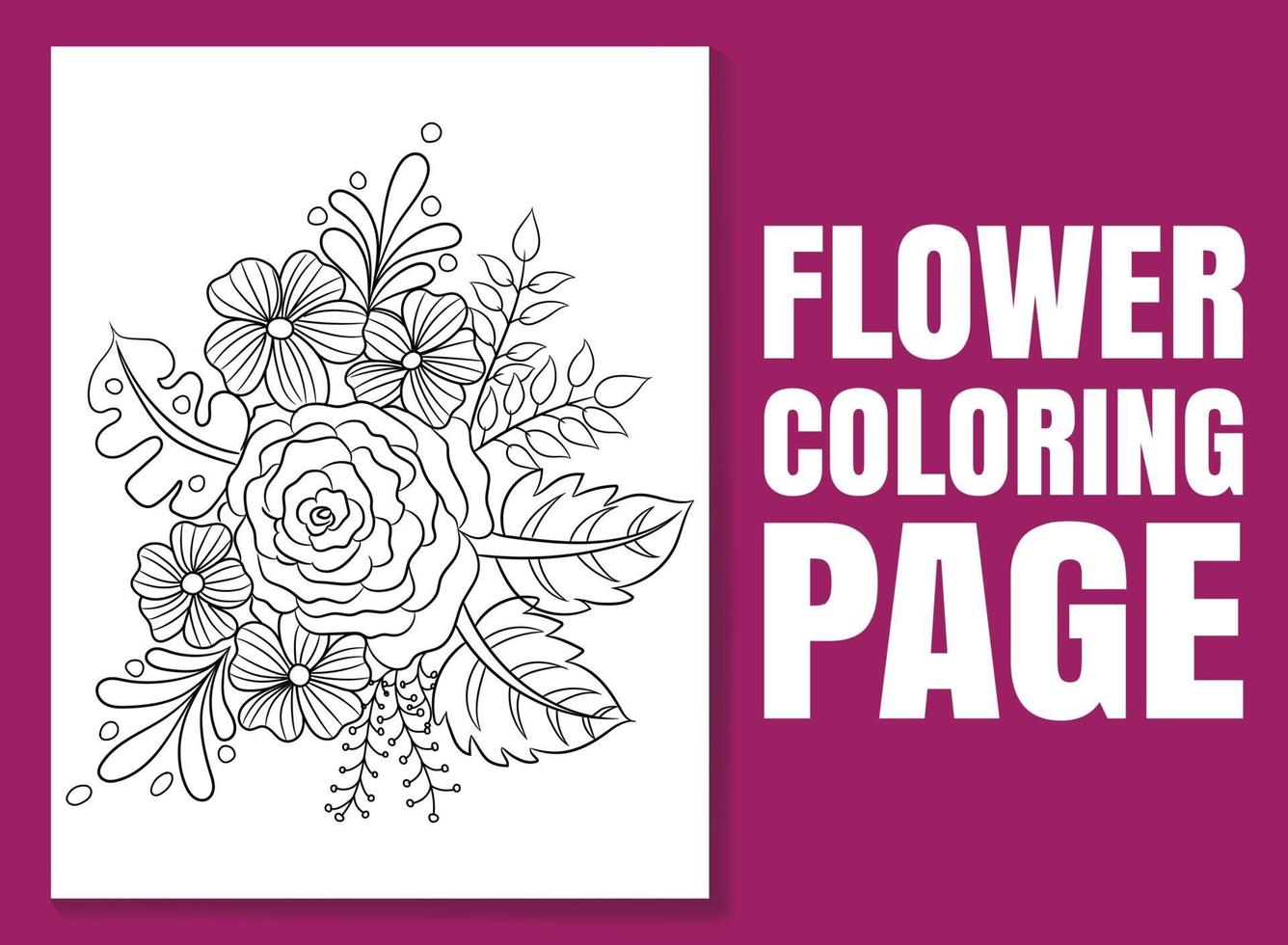 Página de libro para colorear floral para adultos y niños. página para colorear vector