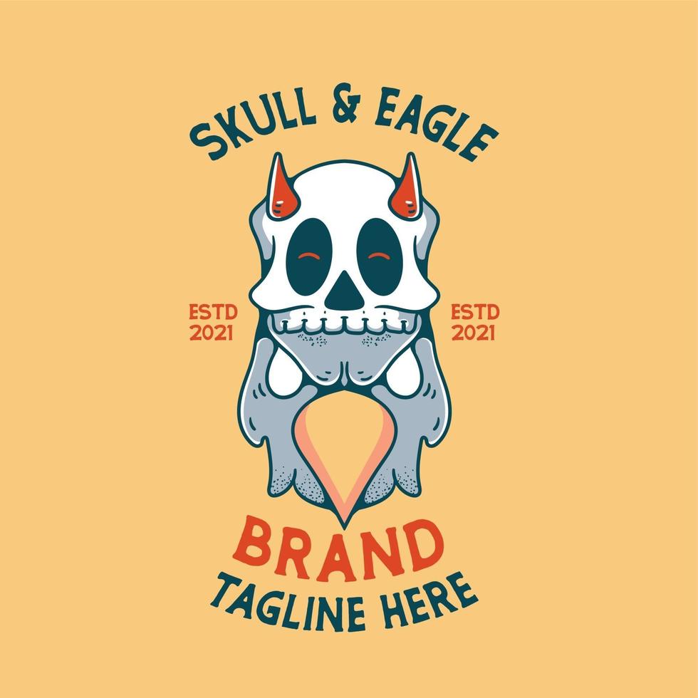 Eagle With Skull Illustration character vintage design for t shirts vector