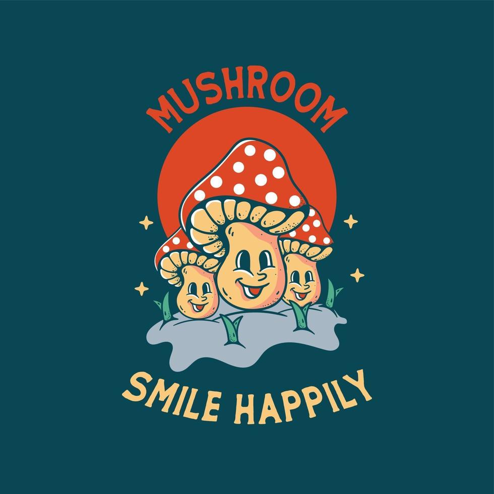 Mushroom illustration With Skull Classic Vintage Retro Design vector