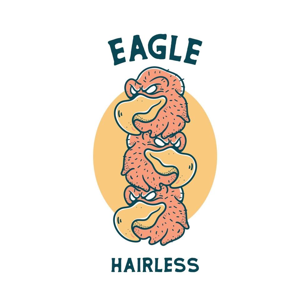 águila con calavera ilustración carácter diseño vintage para camisetas vector