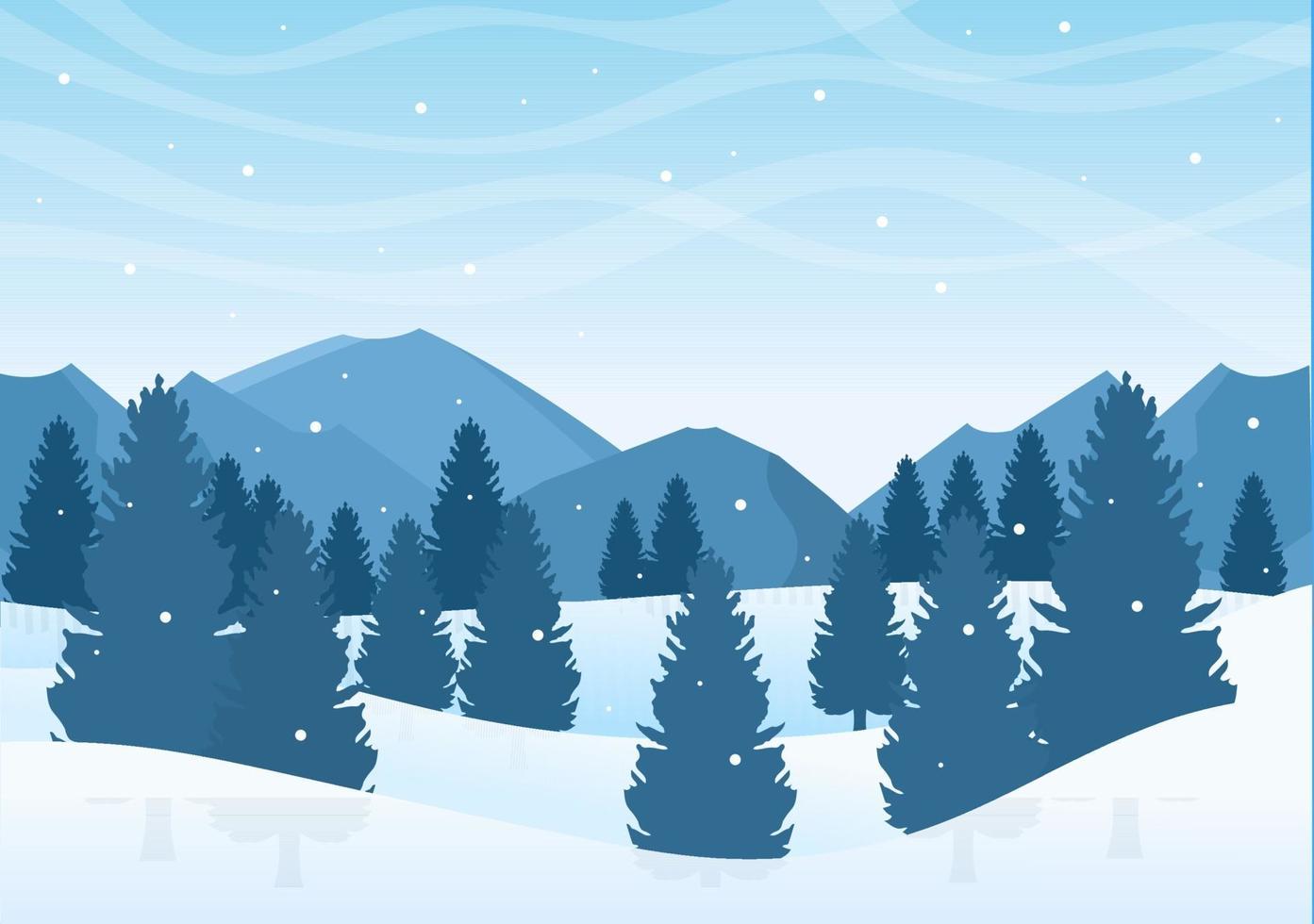 Christmas Winter Landscape and New Year Background Vector Illustration