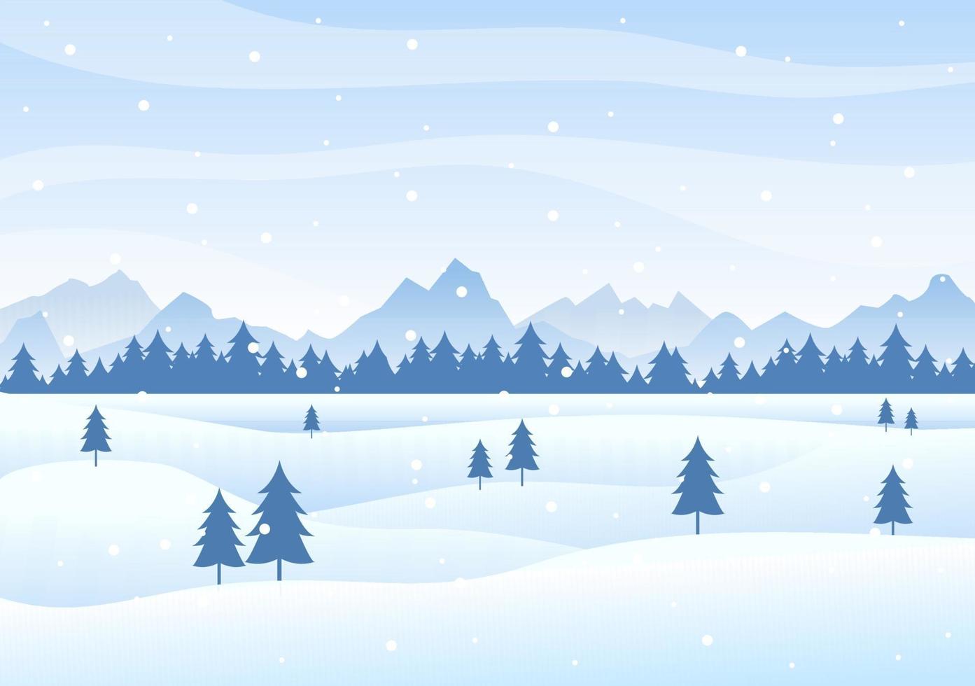 Christmas Winter Landscape and New Year Background Vector Illustration