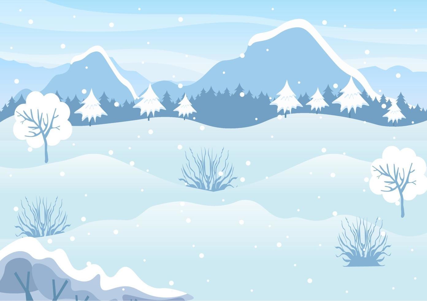 Christmas Winter Landscape and New Year Background Vector Illustration