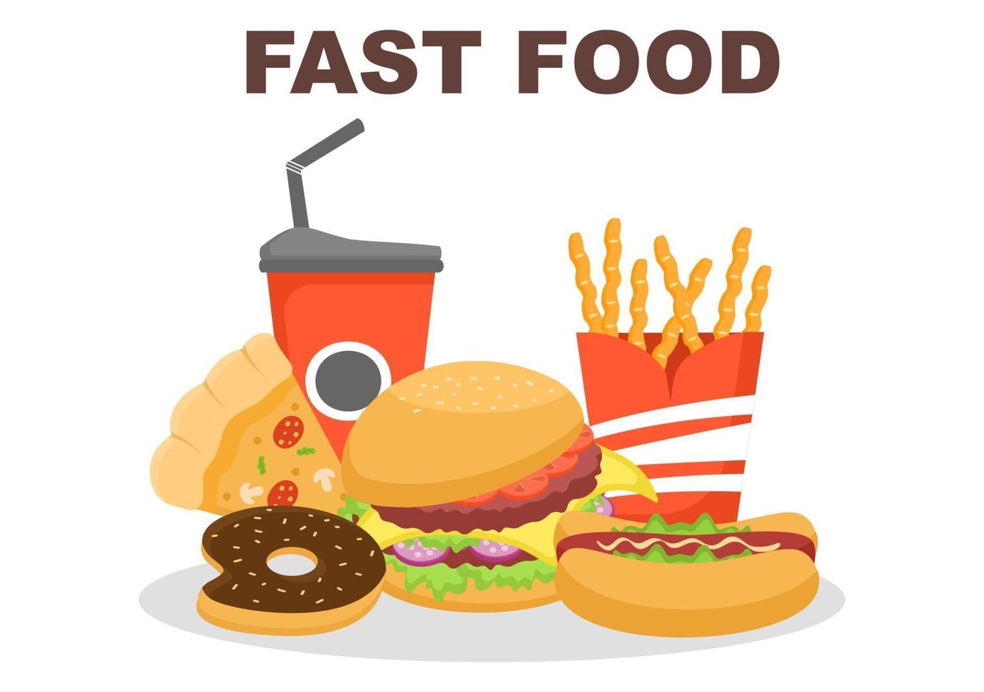 Set of Fast food Background Vector