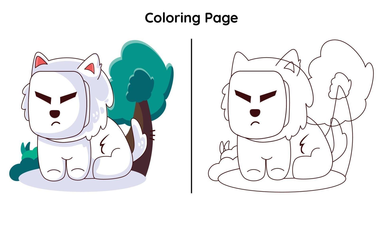 masked cat With coloring page vector