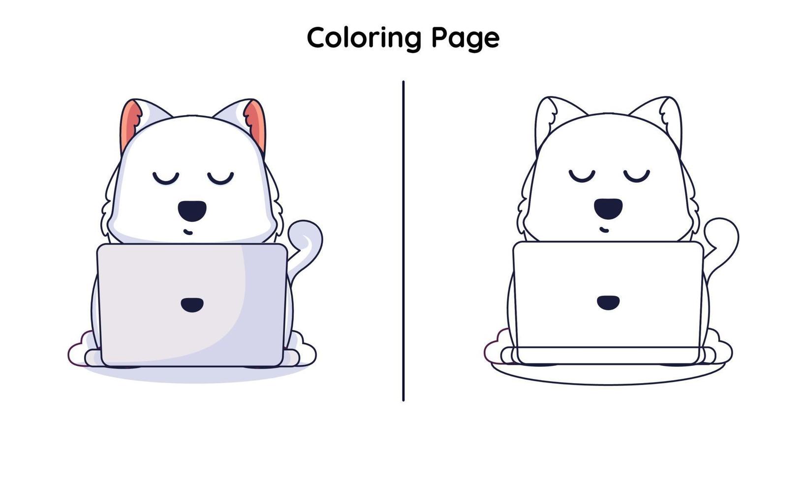 cute animals with coloring pages. suitable for children vector