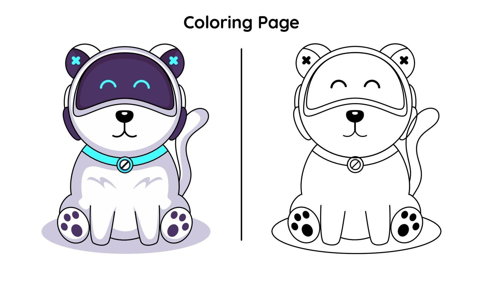 lindo perro robot con páginas para colorear. apto para niños vector