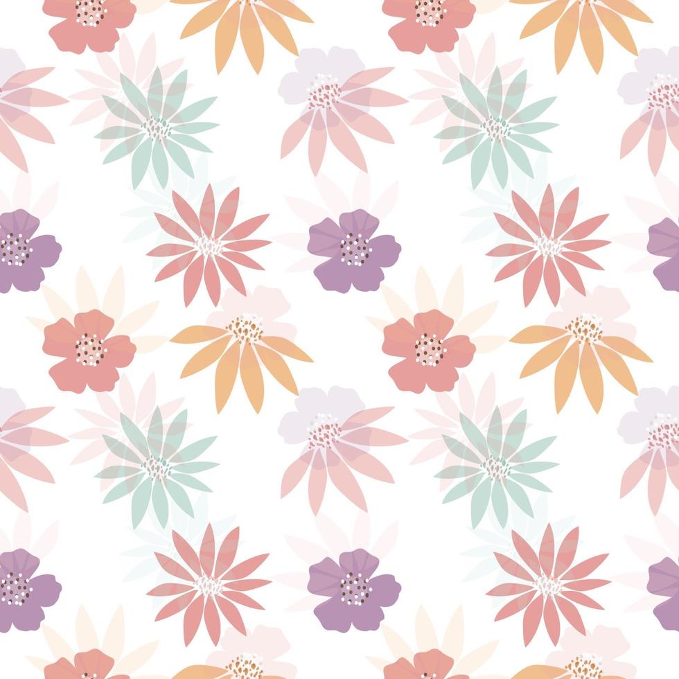 Seamless hand drawn pastel floral pattern background vector