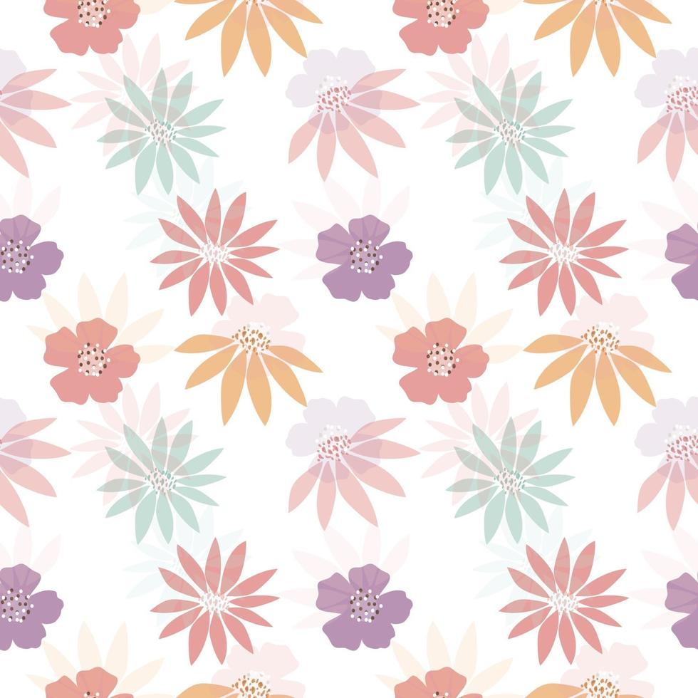 Seamless hand drawn pastel floral pattern background vector