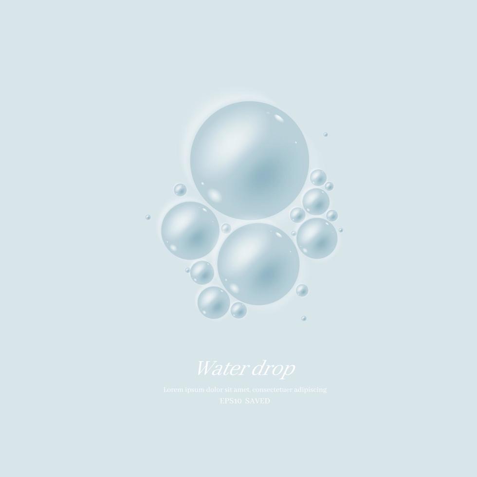 transparent water droplets , water drop object. vector