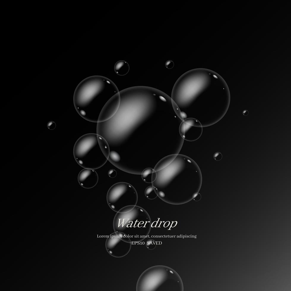 transparent water droplets , water drop object. vector