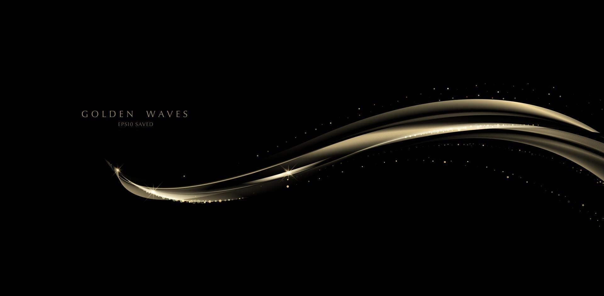 golden wave background, luxury gold lines vector