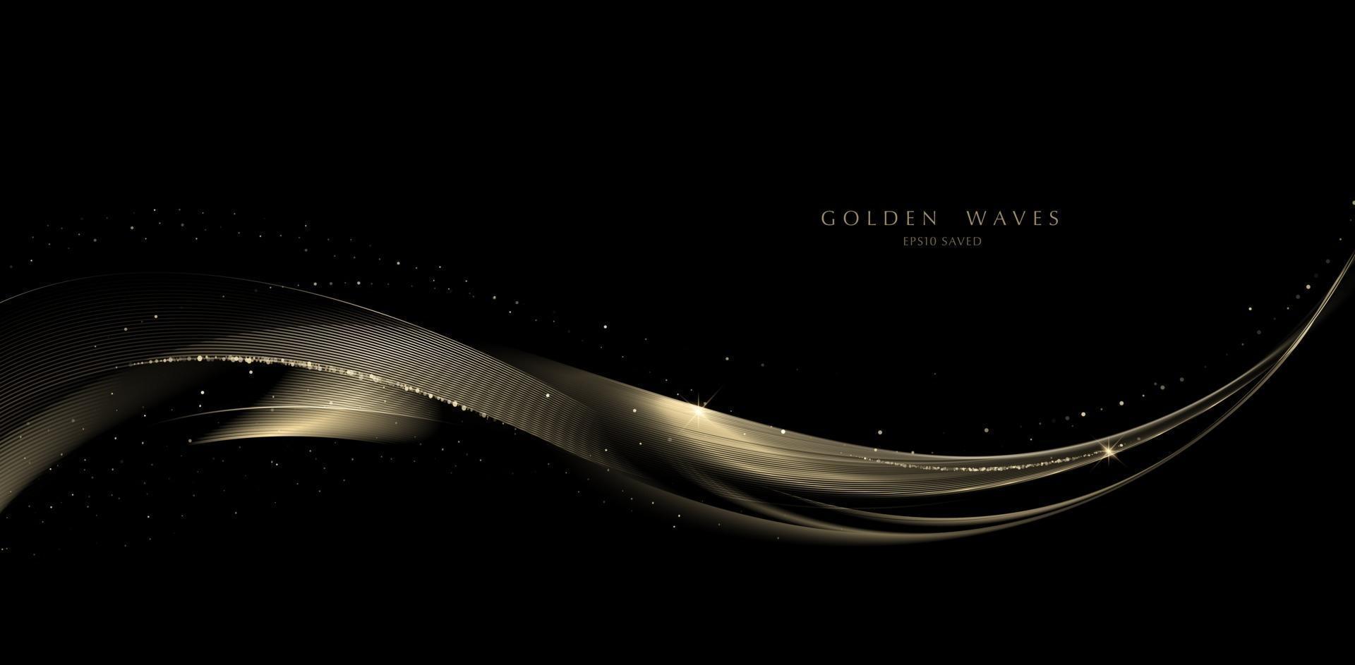 golden wave background, luxury gold lines vector