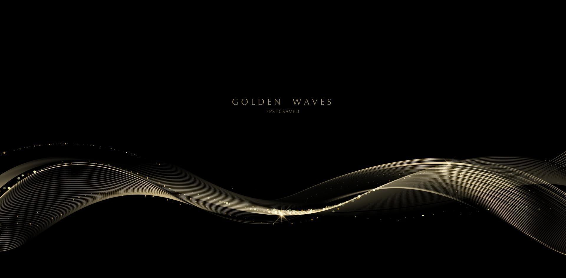 golden wave background, luxury gold lines vector