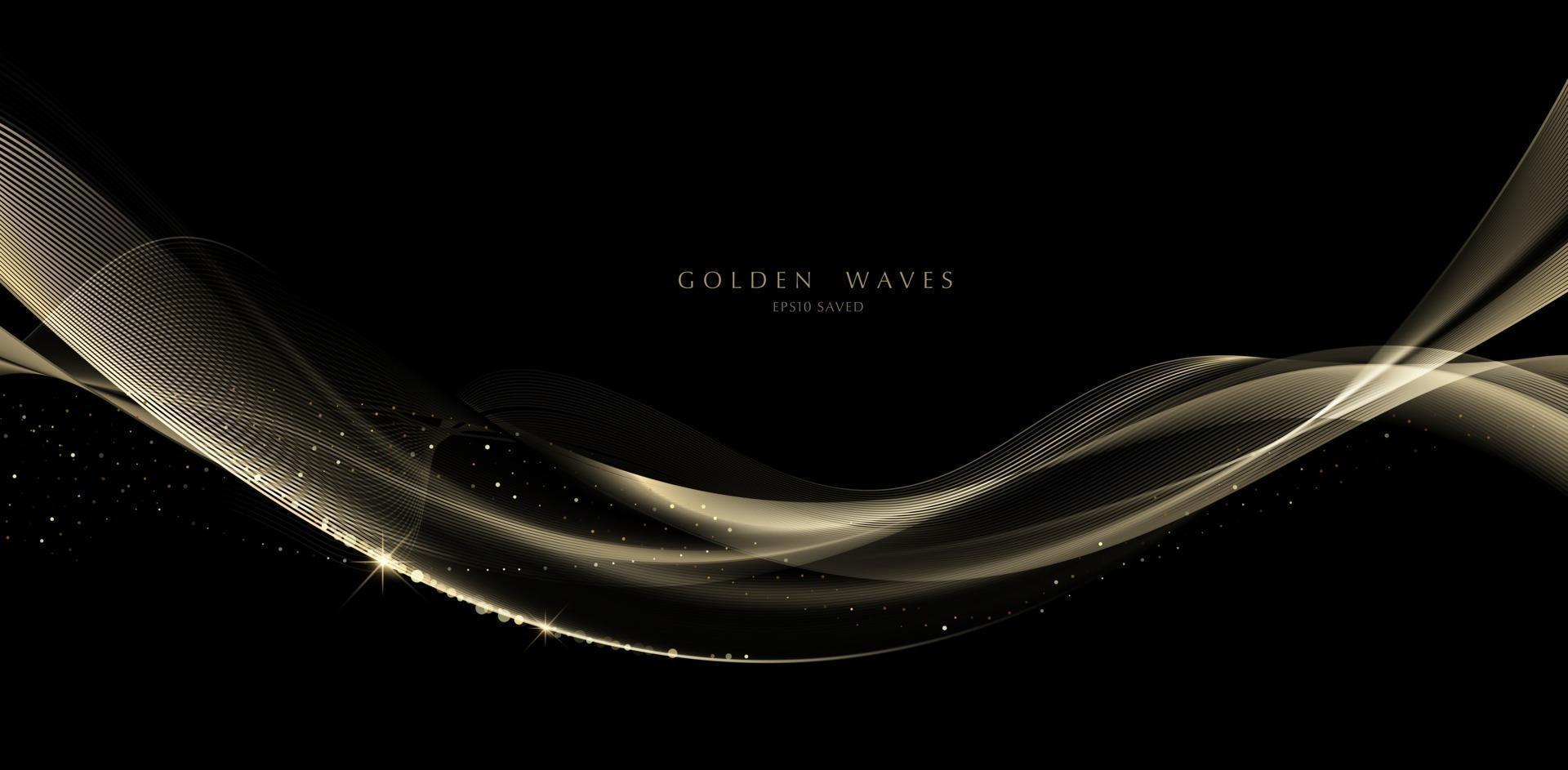 golden wave background, luxury gold lines vector