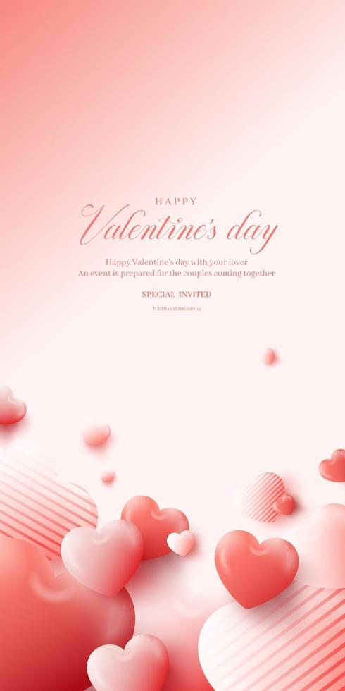Happy Valentine's Day. Background with Realistic Hearts. vector