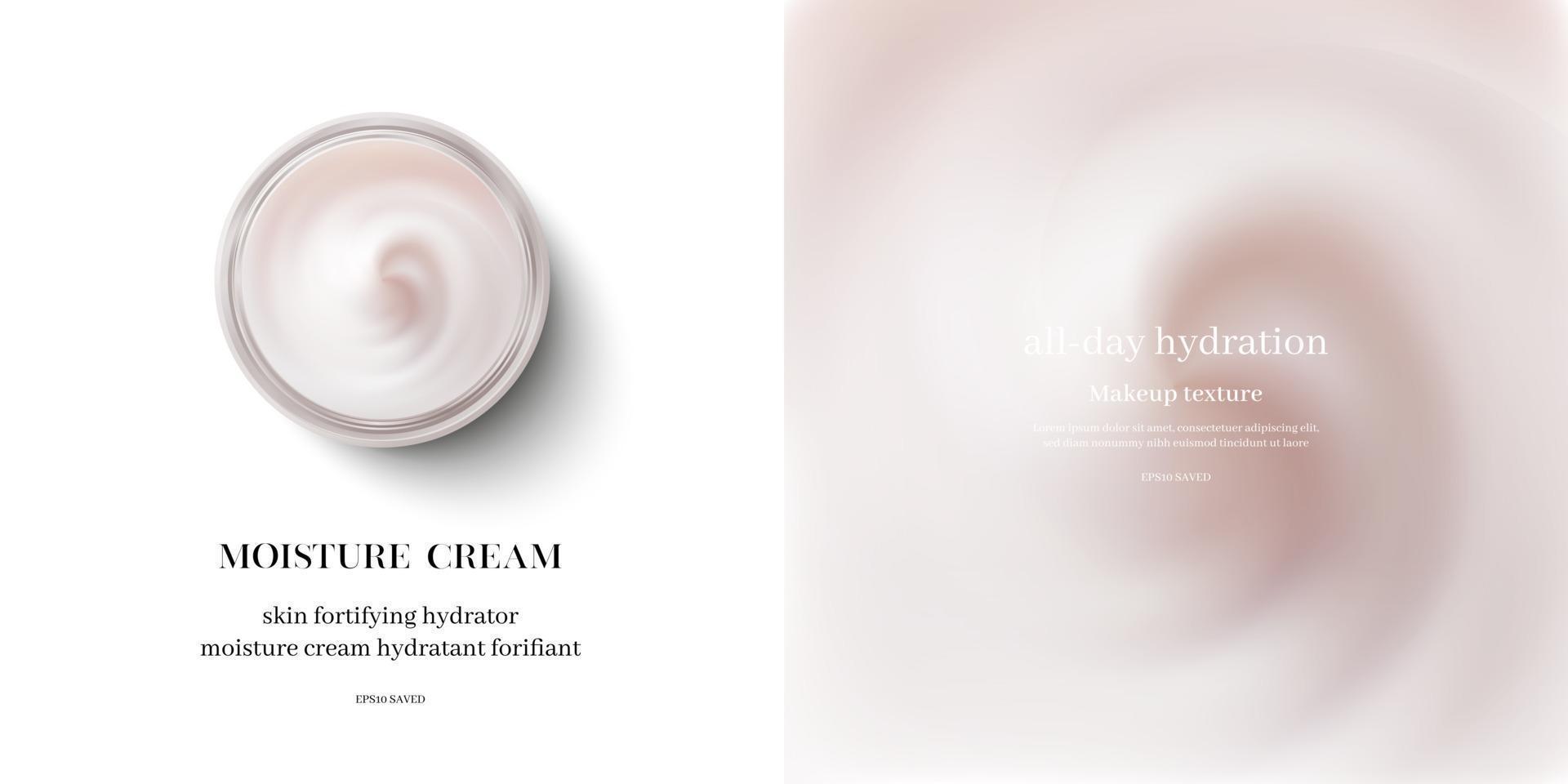 moisturizing cream or swirl cosmetic cream, top view vector. vector